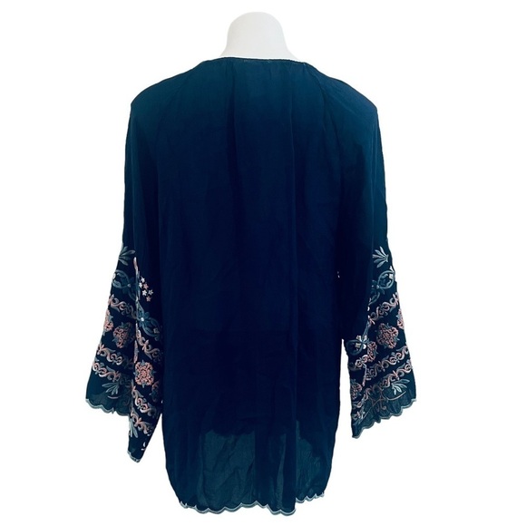 JOHNNY WAS Lina Tunic Embroidered Flowy Rayon Floral Ethereal Print Navy Size M - Picture 9 of 13